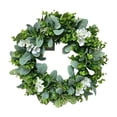 thumbnail image 1 of Corona floral artificial de 16,54 pulgadas con flores artificiales. Blanco, 1 of 7