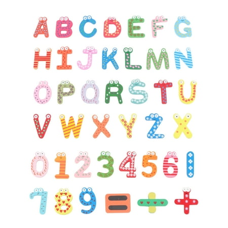

NUOLUX Wooden Cartoon Numbers Fridge Magnets Alphabet Refrigerator Magnet Magnetic Letters and Numbers Toys (Capital Letters Type + Numbers Type)