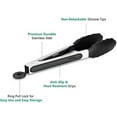 thumbnail image 4 of Daily Kisn 9 Inch Kitchen Tongs, Cooking Tongs With Silicone Tips And Stainless Steel Handle, Non Stick Heat Resistant Tongs For Cooking, Buffet, Salad Serving (9", Black), 4 of 5