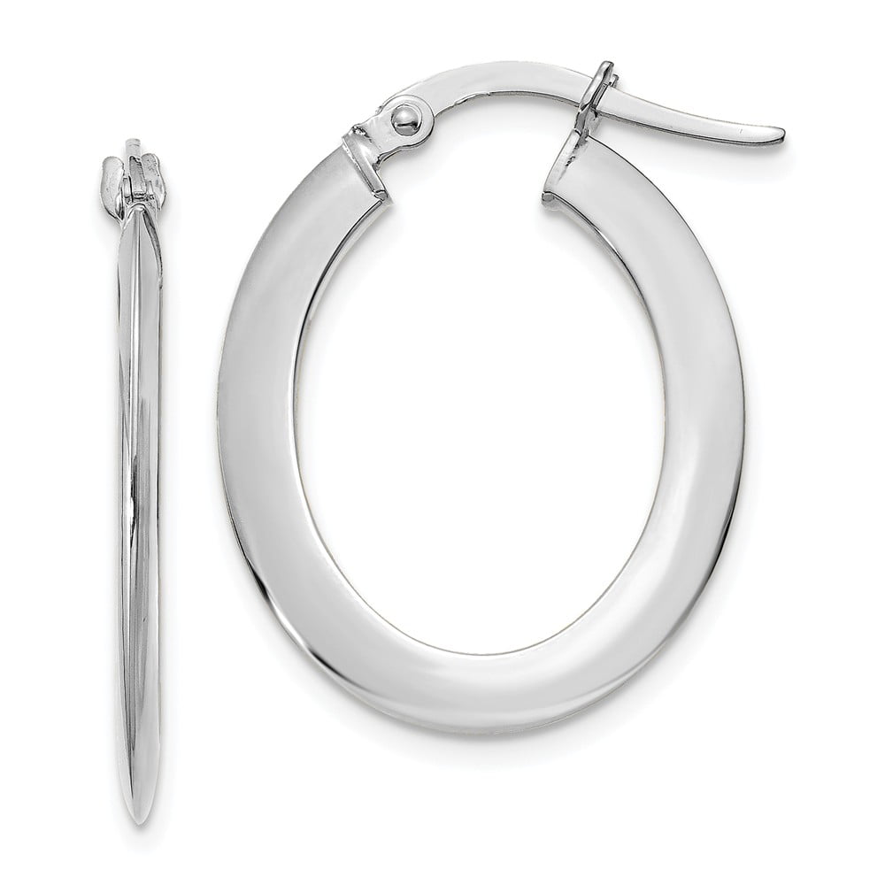 Diamond2Deal - 14k White Gold Solid 1.5mm Flat Oval Hoop Earrings ...