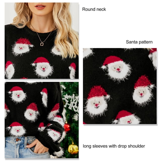 Mujeres Navideñas Séter Santa Santa Cuello Redondo Campo Larga RECHERO DE JARRA DRANTERDIDA PARA ENVIERNO DE OTORO