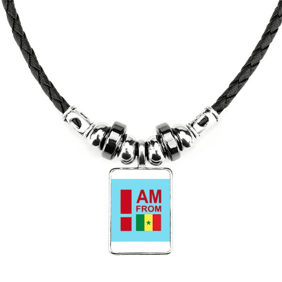 I Am From Nigeria Art Deco Fashion Necklace Jewelry Torque Leather Rope Pendant