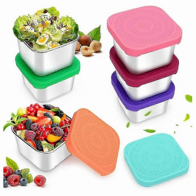6oz Stainless Steel Food Storage Containers, 304 Metal Sauce Box for Snacks