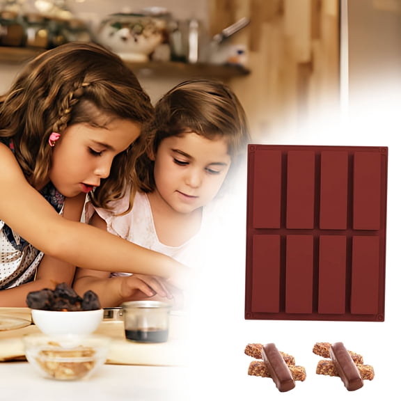 FHBVT 8-Link Chocolate Molds, Multifunctional Silicone Baking Tray, Ideal for Making Chocolate Bars, Energy Protein Bars, and Desserts, Perfect for Holiday Gifts, Parties & Baking Shops