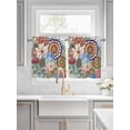 thumbnail image 2 of Boho Floral Half Window Curtains 24 Inches Long, Spring Vintage Abstract Art Flowers Window Treatment Curtain Drapes, Short Curtains Tiers for Kitchen Over Sink, 27.5"x24", 2 Panels, 2 of 7