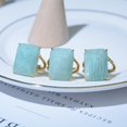 thumbnail image 3 of Real Amazonite Ring, Crystal Quartz Gold Plated Ring, Rectangle Gemstone Jewelry Gift for Women, Birthday Gift, Minimalist Jewelry, 3 of 10