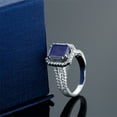 thumbnail image 4 of Gem Stone King 2.78 Cttw Blue Lapis 925 Sterling Silver Ring for Women | 9X7MM Emerald Cut | Gemstone Birthstone | Available in Size 5, 6, 7, 8, 9, 4 of 5