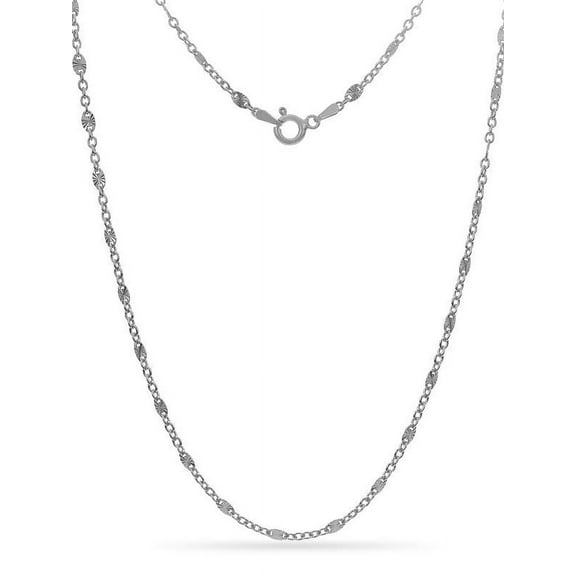 Sterling Silver Alternating Open Link Necklace 20 Inch