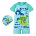 thumbnail image 1 of MIASHUI Boys Swimsuits One Piece Rash Guard Swimwear Zipper Bathing Suit with Hat Swimsuit Set,Light Blue,2-3 Years, 1 of 8
