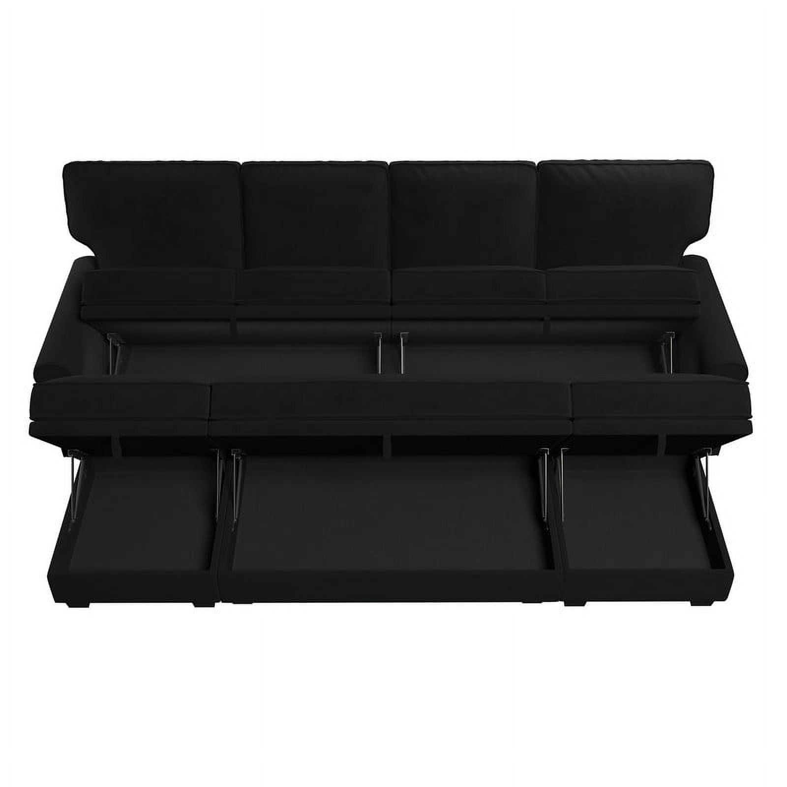 HONBAY 102.4" Upholstery Convertible Sofa Bed with Storage for Living Room Furniture Sets in Black