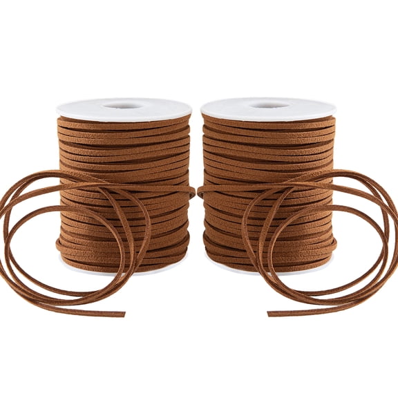 100 Yards Multicolored Flat Leather String Cord, Suede Ribbon for Jewelry Making, Boots, Faux Leather Strips for Bracelets,Necklaces(Coffee)