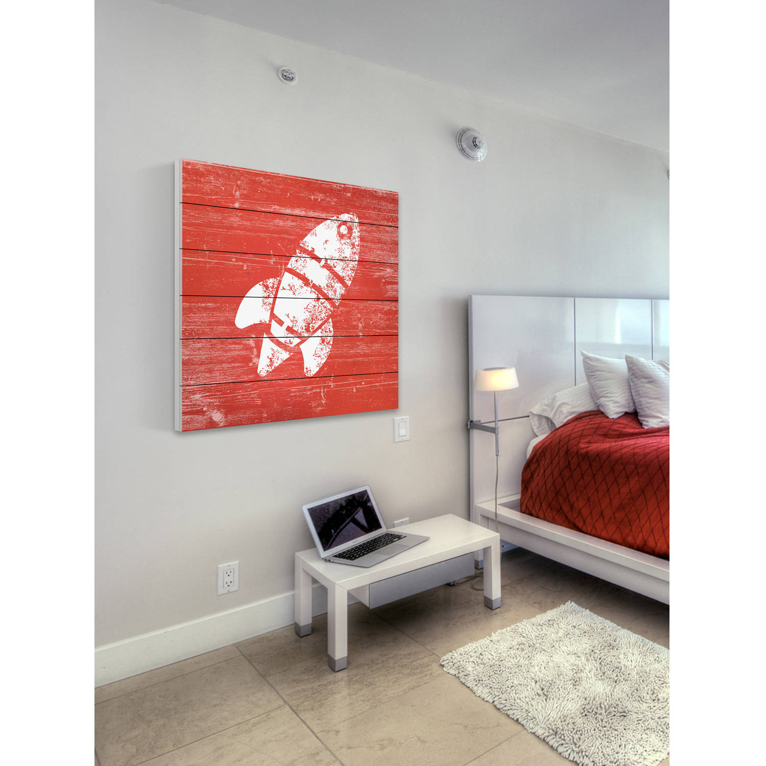 Marmont Hill - "White Rocket" Painting Print on White Wood