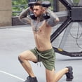 thumbnail image 5 of Running Shorts Quick Dry Athletic Shorts with Liner, Workout Shorts with Zip Pockets and Towel Loop - Dark grey+green, 5 of 6