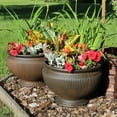thumbnail image 2 of Sunnydaze Weather-Resistant Double-Walled Elizabeth Ribbed Urn Outdoor Flower Pot Planter - 15" - Rust Finish - 4pk, 2 of 7