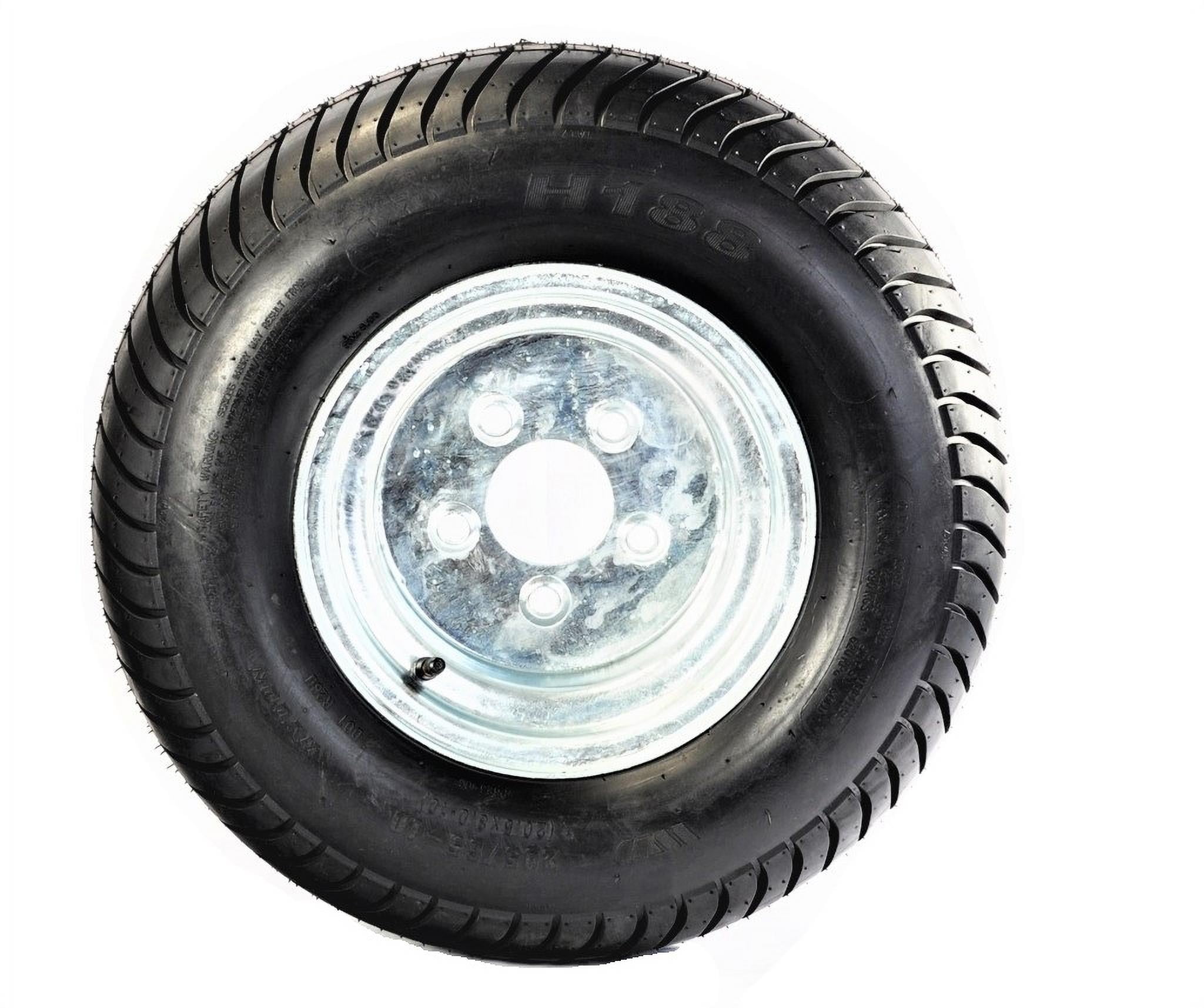 20.5x8.0-10 Trailer Tire & Rim 20.5/8-10 10 Ply 5 Lug White Spoke Pattern P825 Tubeless Bias Tires 