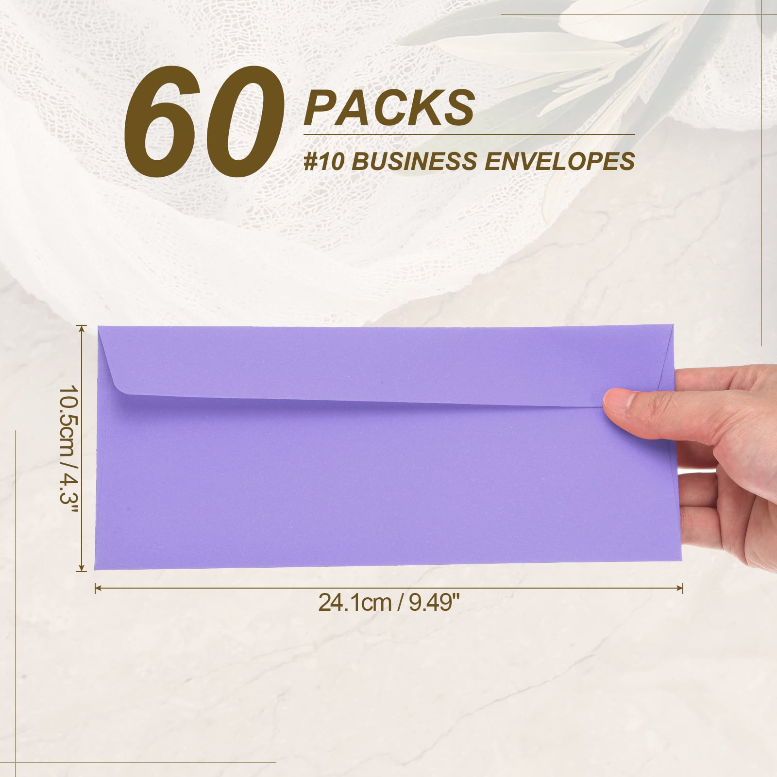 Uxcell 60 Pack Dark Purple #10 Business Envelopes, Colored Self Seal Letter Size