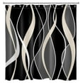 thumbnail image 3 of HVEST Black and White Geometric Shower Curtain with Abstract Black and Gray Line Design - Modern Simple Bathroom Decor, Waterproof Polyester Fabric, Includes 12 Hooks, 72x78 Inches, 3 of 7