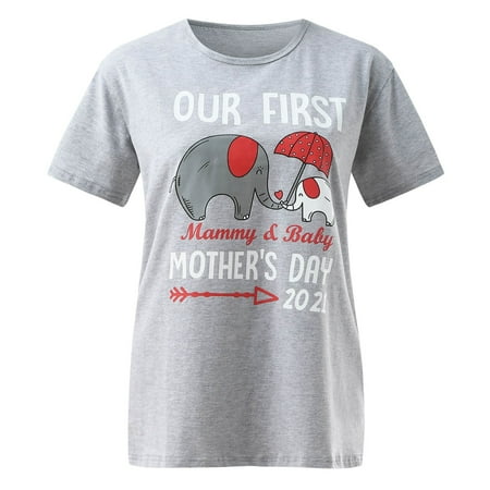 

mother s day short sleeve letter print women t-shirt tops family matching set