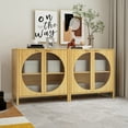 thumbnail image 2 of Bamboo 2 door cabinet, Set of 2, Buffet Sideboard Storage Cabinet, Buffet Server Console Table, for Dining Room, Living Room, Kitchen, Hallway, 2 of 10