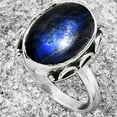 thumbnail image 2 of Blue Fire Labradorite - Madagascar 925 Sterling Silver Ring s.8 Jewelry R-1198 SDR168867, 2 of 5