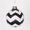 thumbnail image 1 of Vickerman M143377 Black & White Matte-Glitter Chevron Ball - 4 in. - 4 Per Box, 1 of 2