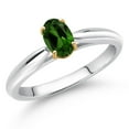 thumbnail image 2 of Gem Stone King 0.55 Ct Oval Green Chrome Diopside 10K White and Yellow Gold Solitaire Engagement Ring (Size 9), 2 of 4