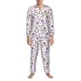 thumbnail image 3 of Salouo Lavender Flowers Print Button-Front Long Sleeve Pajama Set for Men, Soft 2Pjs Men's Long Sleeve Sleepwear-X-Large, 3 of 7