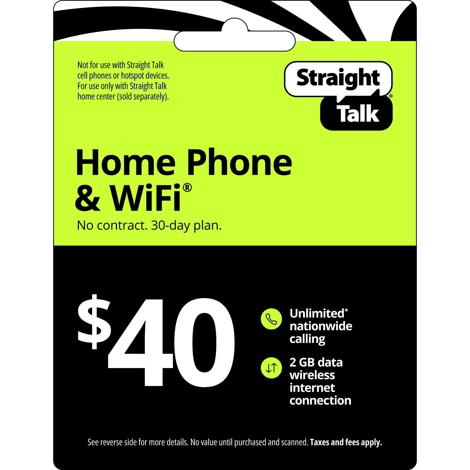 Straight Talk $40 Home Phone & Wi-Fi (2 GB) 30-Day Plan Direct Top Up