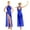 Blue, variant on Sequined Mesh Maxi Lyrical Dance Dress High Split Halter Ballet Dance Leotard