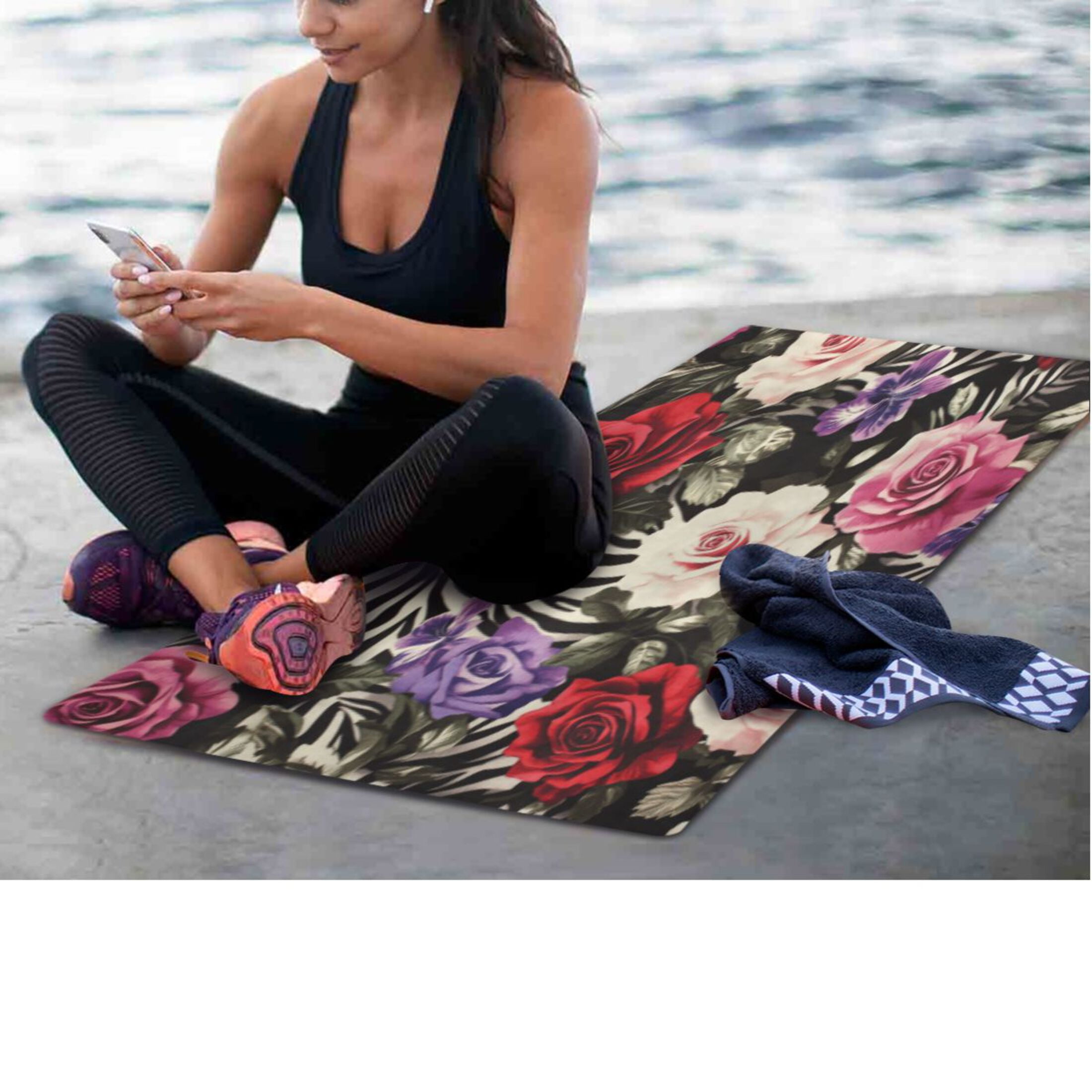 BZSMCE Yoga Mat Women Fitness Mat Royal Rose Harmony Pattern