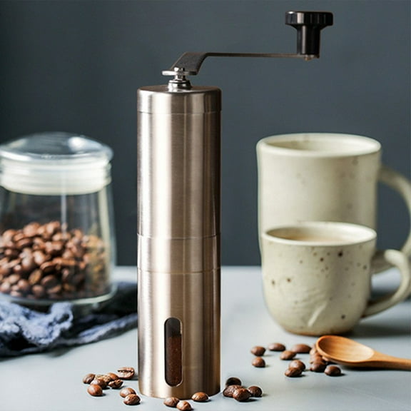 Stainless Steel Manual Coffee Grinder Portable Hand Crank Mill with Adjustable Coarseness,Removable Washable Parts for Home,Office & Travel,7.48" x 1.85"