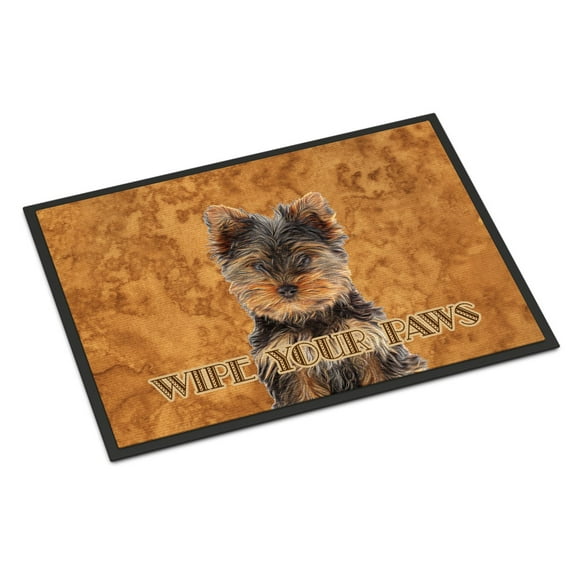 Carolines Treasures KJ1223JMAT Yorkie Puppy / Yorkshire Terrier Wipe your Paws Door Mat Indoor Rug or Outdoor Welcome