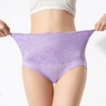 thumbnail image 4 of vigerkar Tummy Control Panties for Women High Waisted Embroidered Lace Comfortable Full Briefs Large Size Stretch Soft Underwears Purple, XL, 4 of 5
