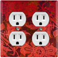thumbnail image 1 of Metal Light Switch Plate Cover Red Floral Damask Wallpaper WAL026, 1 of 13