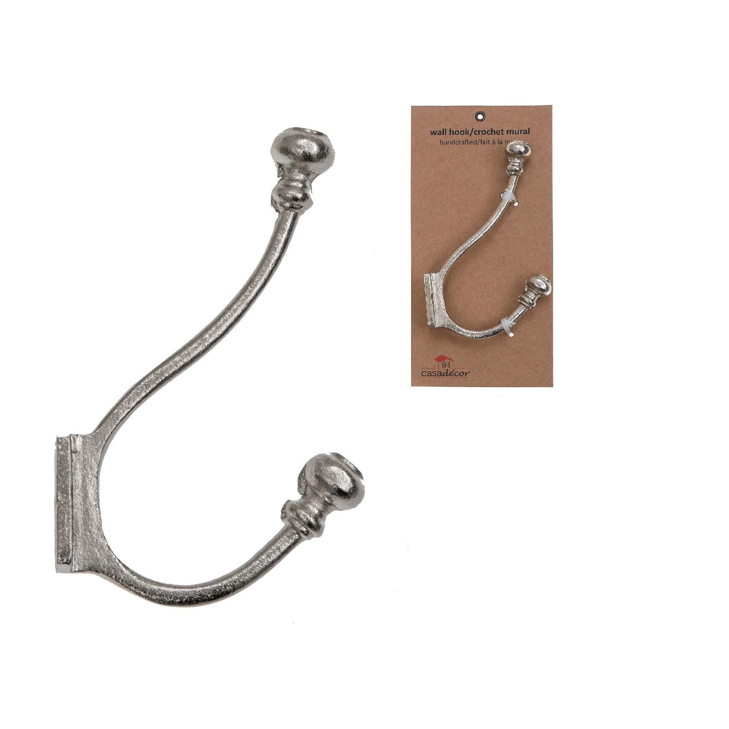 Classic Double Iron Wall Hook (Nickel) - Set of 2