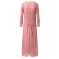 thumbnail image 5 of Women's Laces Mother of the Bride Dresses with Jacket 2 Piece Mother of the Groom Dresses for Wedding Guest Dress Pink M, 5 of 7