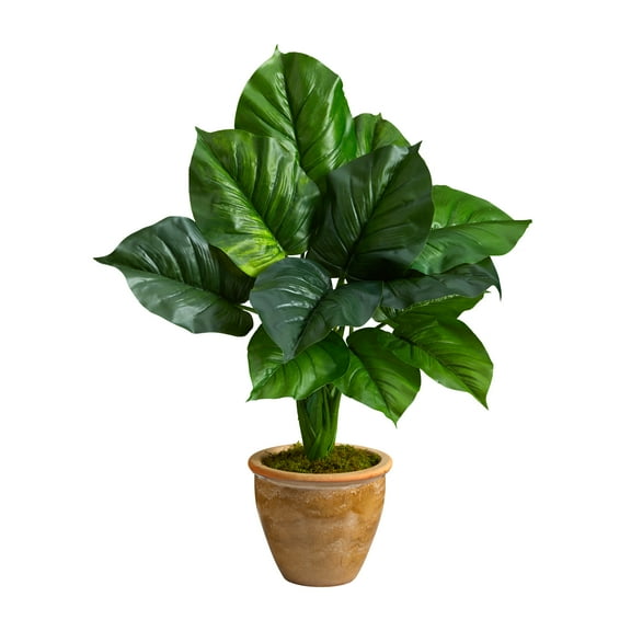 Nearly Natural 30" Large Philodendron Leaf Artificial Plant in Decorative Planter, Green