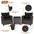 thumbnail image 6 of 3 Pcs Patio Rattan Furniture Set Black Cushioned Conversation Set Coffee Table, 6 of 9