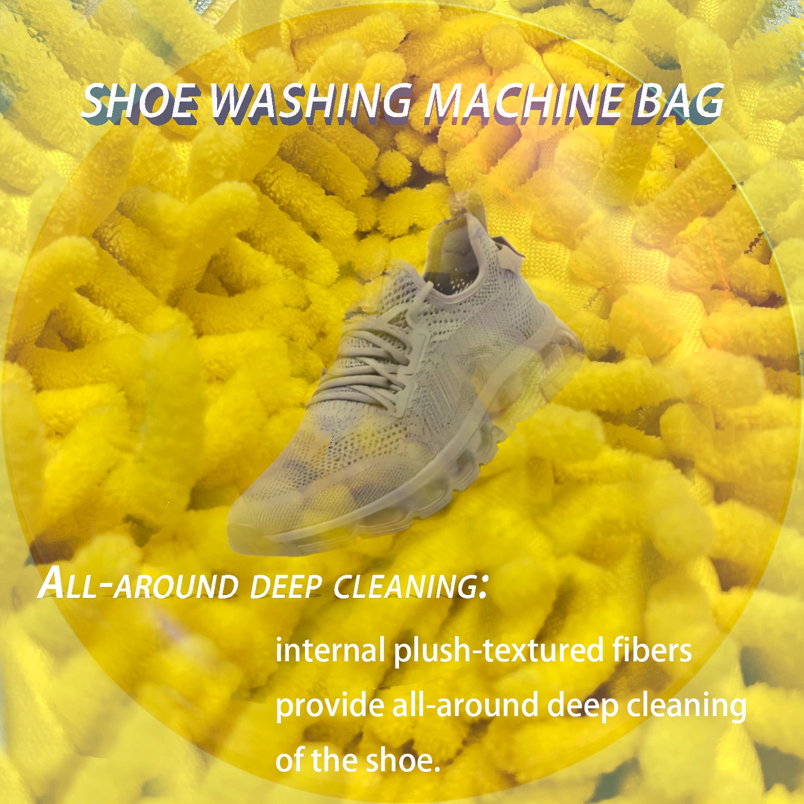 Sunlyn-MLG Shoe Washing Machine Bag,Sneaker Cleaning Shoe Bag,Sizes 7.5"L x 7.5"W x 15.35"H(Yellow 2pcs)