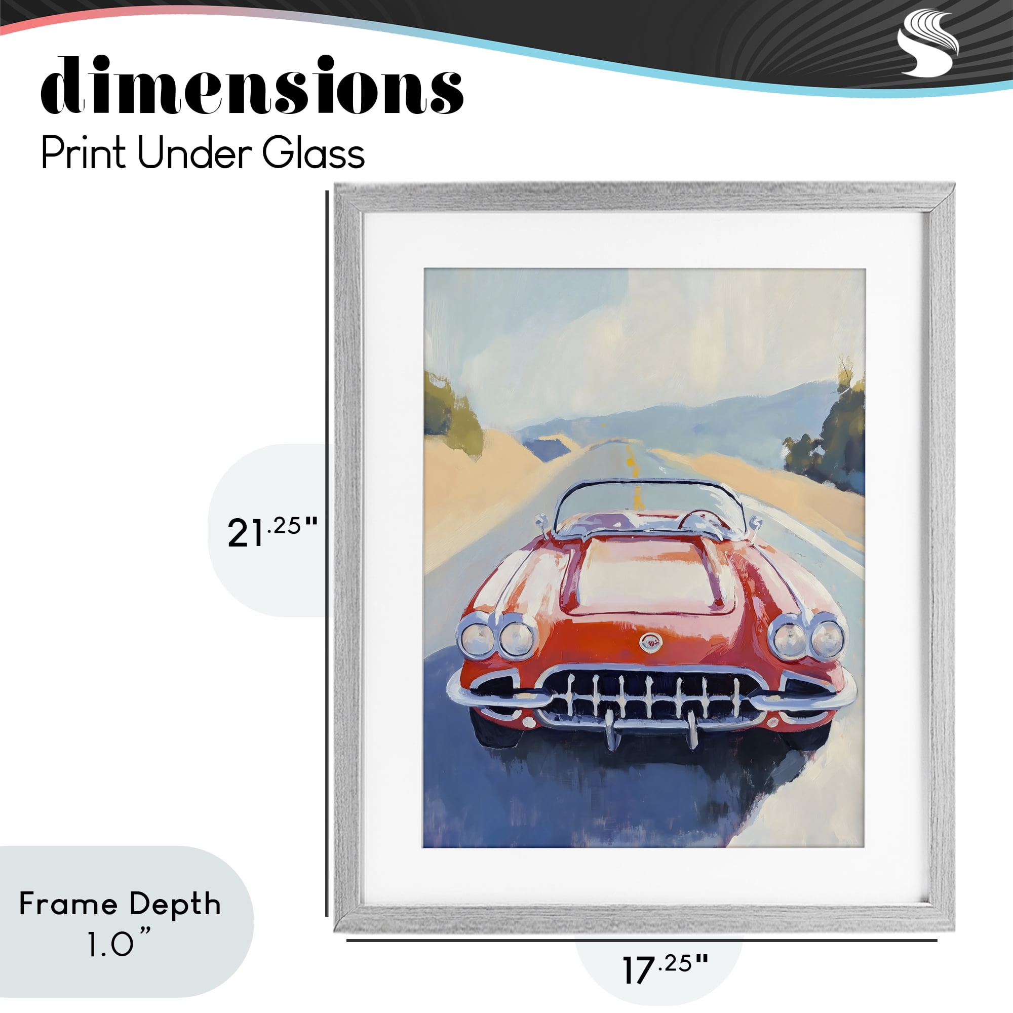 Stupell Industries Red Sports Car on Journey Gray Framed Print Under Glass, design by The Prints Vibe