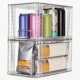 thumbnail image 1 of Paquete de 2 cajones grandes apilables de almacenamiento de cocina, contenedores organizadores de alimentos transparentes con asas, se monta fácilmente para baño, cocina, despensa, clóset, 1 of 4
