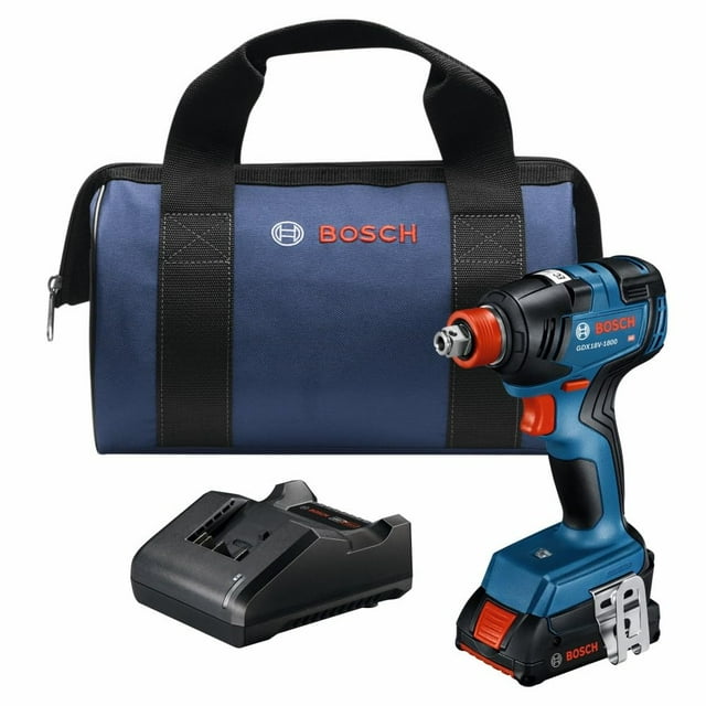 Kit de destornillador/llave de impacto BOSCH GDX18V-1800B12 de 18 V con batería de 2 Ah