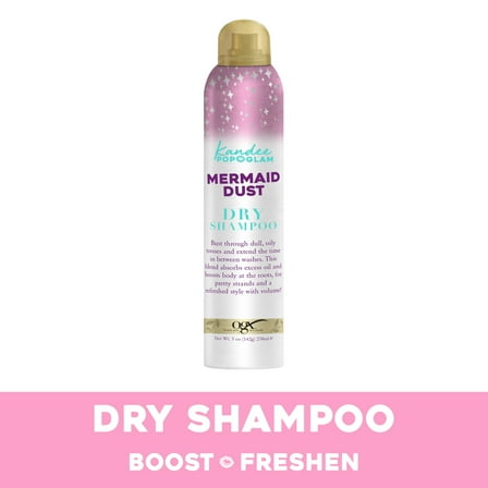 OGX Kandee Johnson Collection Mermaid Dust Dry Shampoo for Oily Hair, Absorbs Dirt & Oil to Revitalize Hair & Features Kandee's Signature Semi-Sweet Floral Scent, 5 oz