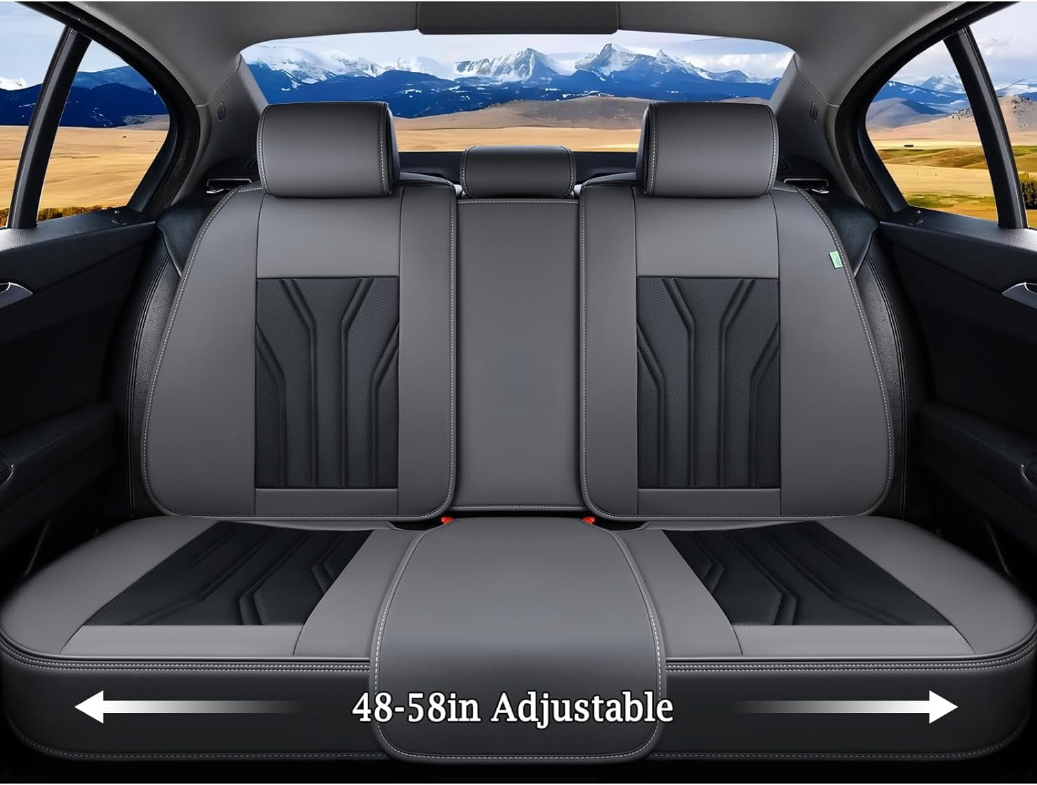 FLORICH Universal Leather Car Seat Cover Full Set, Gray Seat Covers for Cars 5 Seats, Waterproof Front and Rear Automotive Seat Cover Fit for Most Sedans SUV Pick-up Truck, Black & Gray