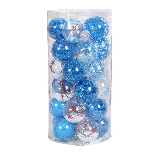 30Pcs/Box Christmas Balls Colorful Festival Electroplating Decorative Anti-fade Scene Layout DIY Tree Hanging Balls Pendants Party Decor for Wedding