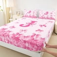 thumbnail image 4 of Erosebridal Girly Pink Bow-tie Bed Sheets, Monogrammed J King Sheets, 4-Piece, 4 of 5