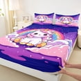thumbnail image 4 of Manfei Sweet Unicorn Bed Sheets,Rainbow Print Full Size Sheets,Pink,4-Piece,1 Flat Sheet, 1 Fitted Sheet and 2 Pillowcases, 4 of 6