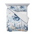 thumbnail image 7 of Quilts Twin-XL Size Bedding Set, Blue Octopus Coastal Lightweight Quilted Comforter, Beach Starfish Nautical Coral Ombre Reversible Bedspread Coverlet with Pillow Covers for All Season, 68" x 98", 7 of 7
