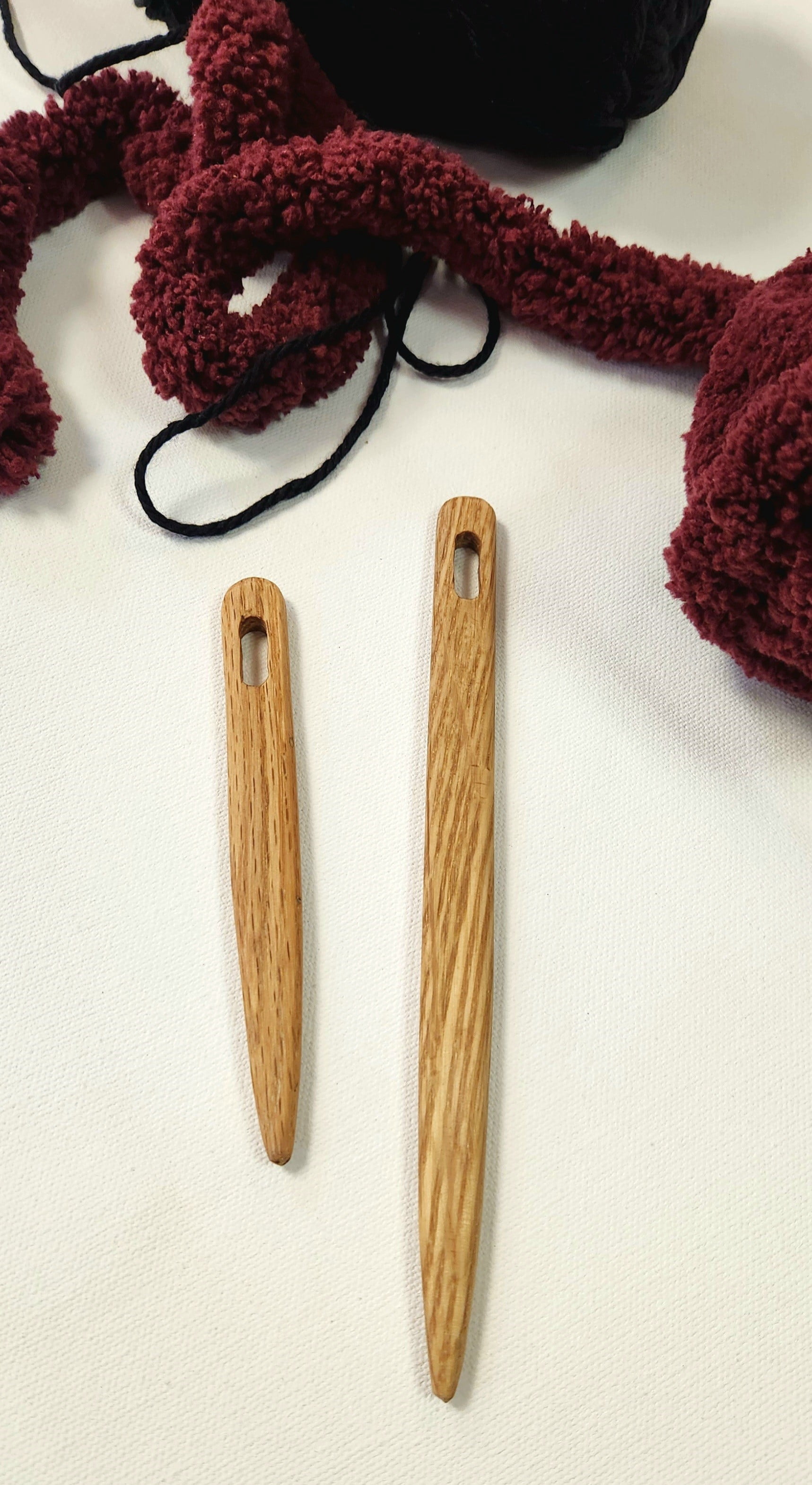 Multipurpose, Weaving, Toothbrush, Tapestry Needles/Rug Needles Sizes 4 and 6 inches, Oak Wood