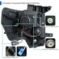 thumbnail image 4 of Spec-D Tuning Black Smoke Projector Headlights w/ LED Tube Compatible with 2009-2014 Ford F150, Left + Right Pair Headlamps Assembly, 4 of 5